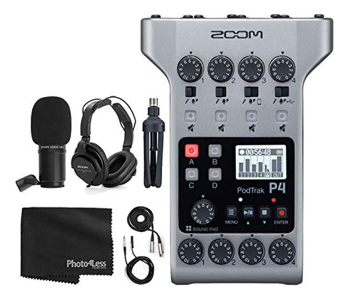 Grabadora Podcast Zoom Podtrak P4 + Micrófono Zoom M-1 +