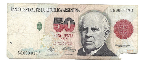 Liquido Billete Argentina 50 Pesos Convertible 1 Diseño Roto