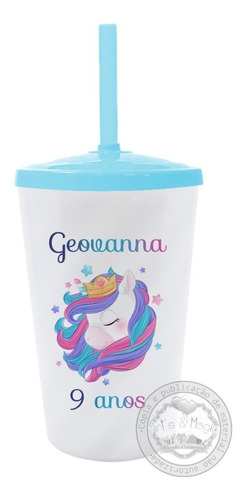 Imagem 3 de 4 de 20 Copo Twister Branco Personalizado Unicórnio
