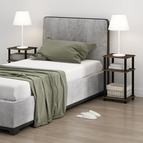 Mesa Auxiliar De 3 Niveles Furinno, Paquete De 1, Nogal Colu