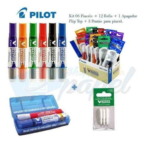 Imagem 2 de 6 de Kit Pincel De Quadro Branco, Refis, Apagador E Ponta Pilot