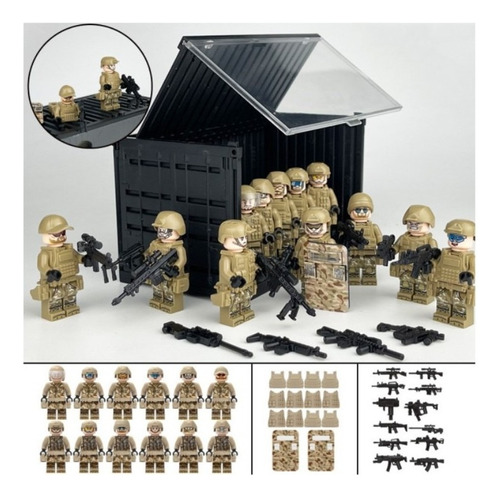 12pc Militar Soldado Muñeco Figura,partícula Montaje Juguete