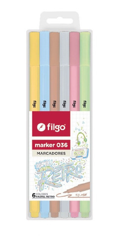 Marcadores Filgo Retro X 6 Colores Pastel 