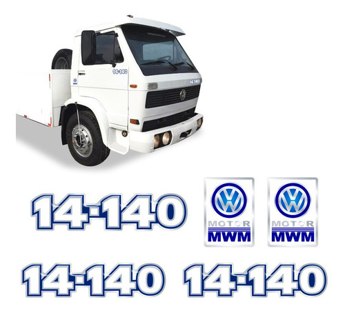 Imagem 1 de 5 de Kit Adesivos 14-140 Emblemas Caminhão Mwm Volkswagen