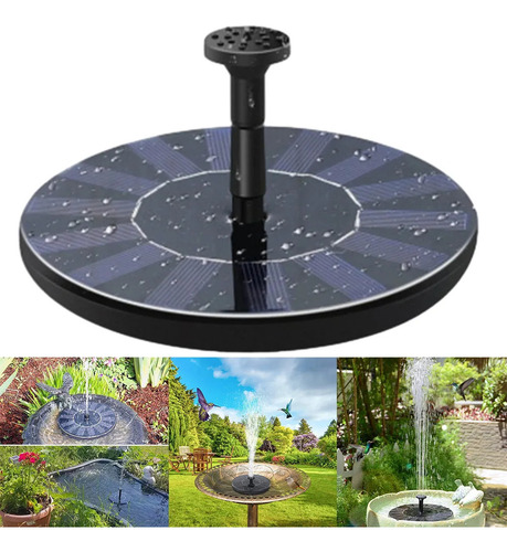 Chafariz Passaros Jardim Peixe Decoração Fonte Energia Solar Cor Preto