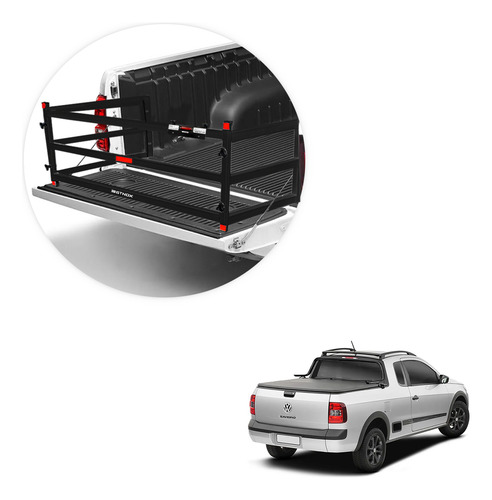 Extensor Caçamba Saveiro G5 2010 2011 Divisor Carga Preto Ed