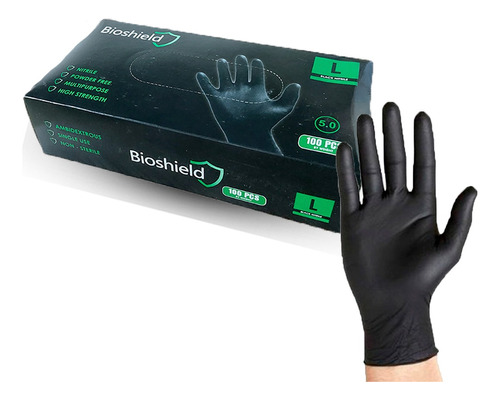 Guantes De Nitrilo Negro Caja 100 Unidades 5 Micras