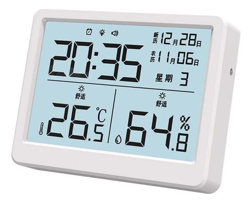 Termómetro Ambiente, Monitor De Humedad, Reloj De Pared Con