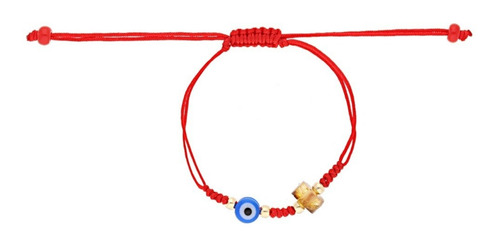 Pulsera Hilo Rojo Ojito Chapa Dorada Y Ambar Stellina Bebés Diámetro 3 cm