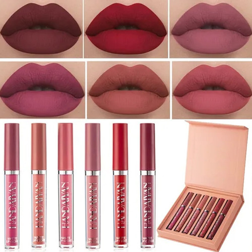 Set De Pintalabios De Larga Duración Matte Lip Cosmetic, 6 P