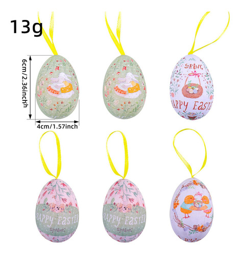 6x Adornos De Huevos De Pascua Colgantes Huevos De Estilo B