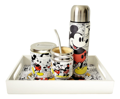 Imagen 1 de 4 de Juegos De Te Café Bandeja Desayuno Termo Acero Mickey Mouse