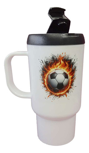 Jarro Termico Pelota Futbol Llamas Fuego Soccer M3