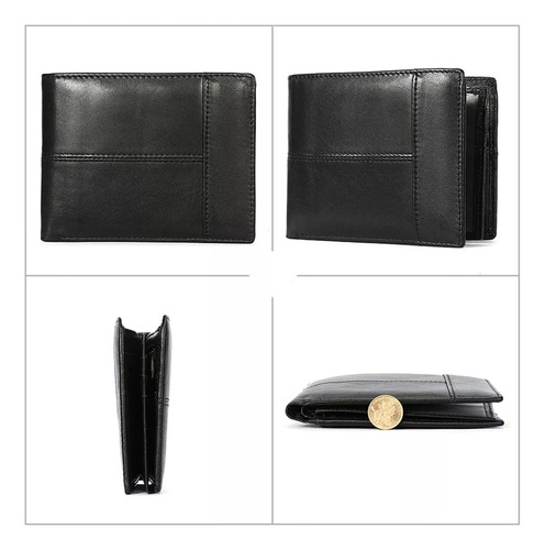 Cartera Hombre Piel Genuina Cartera Antirrobo Rfid/billetera Mxcheckk