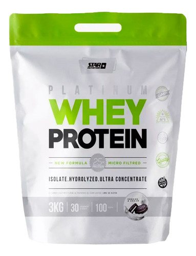 Suplemento En Polvo Star Nutrition Whey Protein Proteina Sabor Cookies And Cream En Bolsa De 3kg