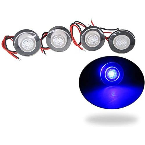 4 Pieces Boat Led Livewell Round Button Blue Courtesy L...