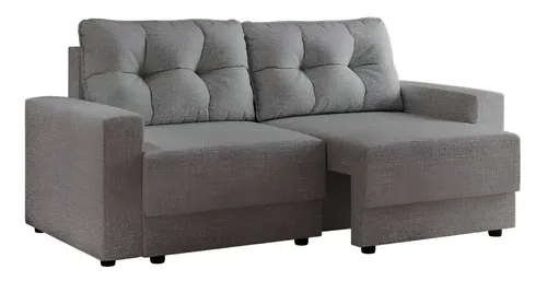 Mobly Sofá 3 Lugares Retrátil Lubeck Plush Linho Grafite