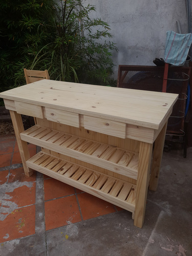 Isla Desayunador De Pino Macizo Listo Para Pintar