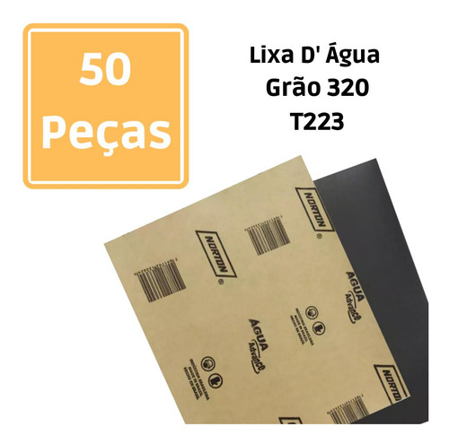 Kit Com 50 Folhas De Lixa Dagua Grão 320 - Norton