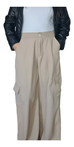 Pantalón Ancho Cargo Mujer Wid Leg Ligero Primavera Verano