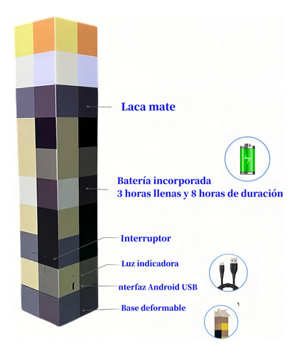 Lámpara Antorcha Minecraft Brownstone Luz Nocturna Led De S