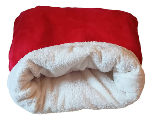 Cama Cueva Bolsa De Dormir Gatos Perros Reversible Calurosa Rojo Corazones