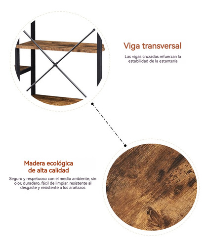 Estantería 4 Niveles Madera Con Estantes Abiertos Y Cajones Negro