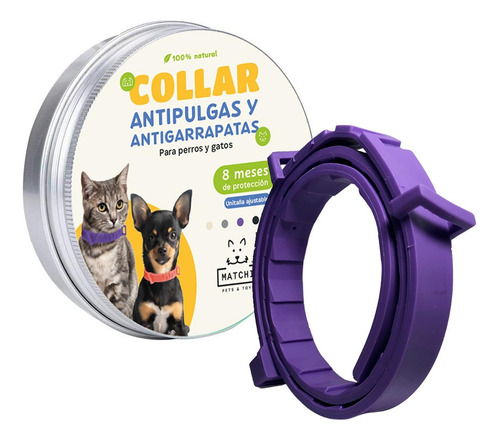 2pack Collar Antipulgas, Perros Y Gatos Protección 8 Meses Lila