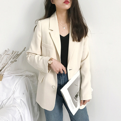 P Blazer Manga Larga Informal Mujer Corte Holgado