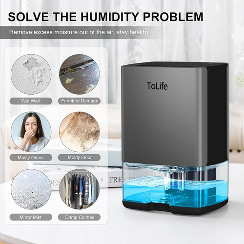 Deshumidificador Tolife Para Hogar Tanque De Agua De 800ml