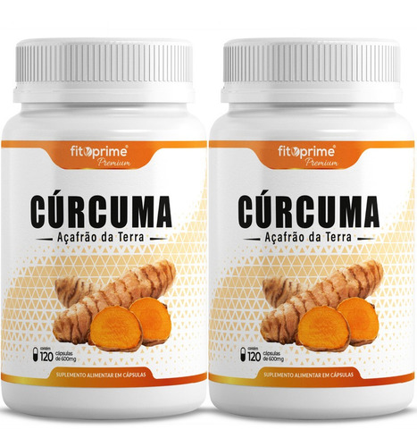 Imagem 1 de 4 de Kit 2 Cúrcuma Longa Açafrão Da Terra 600mg 120cps Fitoprime