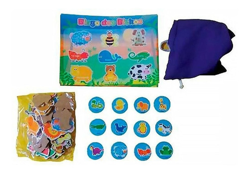 Brinquedos Educativos - Jogo Bingo Dos Bichos 61 Peças