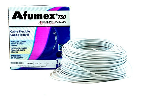 Cable Unipolar Libre Halogeno Afumex 1.5mm Blanco X Rollo