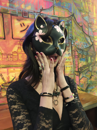 Máscara Sculpture Mask Neko Gato Decorativa