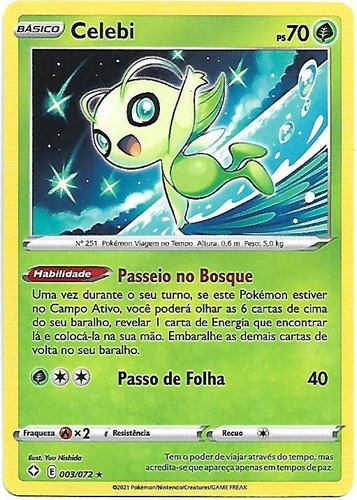 Celebi Raro Destinos Brilhantes - Carta Pokémon Original