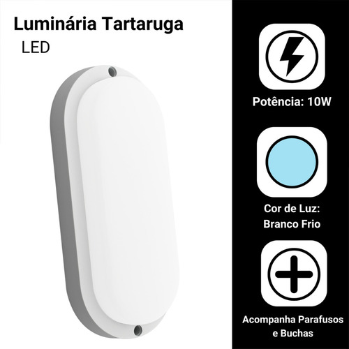 Kit 10 Arandela Tartaruga Led 10w Externo Interno Estrutura Branco-frio