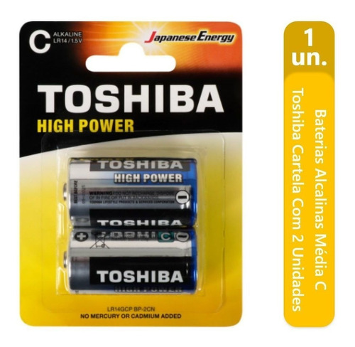 Pilhas Alcalinas Média Tipo C Bateria Toshiba Com 2 Un