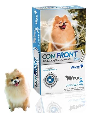 3 Unid Confront Plus Antipulgas Para Cães De 2 A 10kg 0,67ml