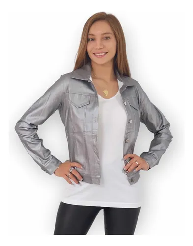 Casaca plateada online mujer