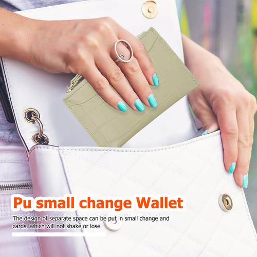Cartera De Efectivo Con Cremallera Pu Para Tarjetas Y Moneda