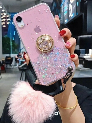 Imagen 2 de 7 de Funda Case, Pompón Glitter Para I Phone Varios Modelos