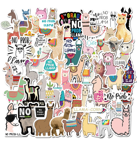 50 Bonitas Pegatinas De Alpaca, No Probables Llamas, De Pvc,