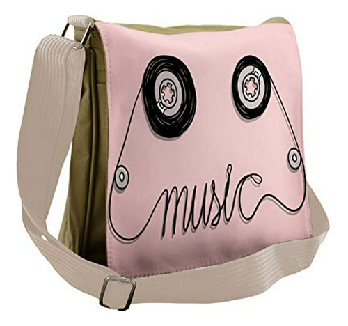 Bolso De Mensajero - Ambesonne Pink Bag, Music Cassette Tape