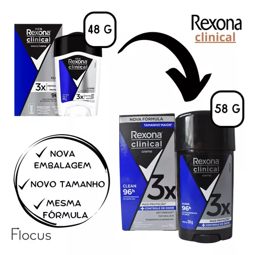 Desodorante Creme Rexona Clinical Masculino Clean 58g REXONA