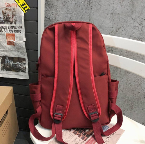Mochila Escolar Kawaii De Moda, Gran Capacidad Multibolsillo Color Rojo