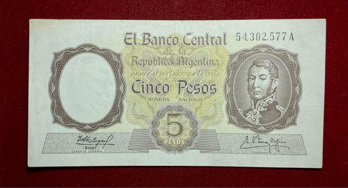 Billete 5 Pesos Moneda Nacional 1961 Bottero 1924