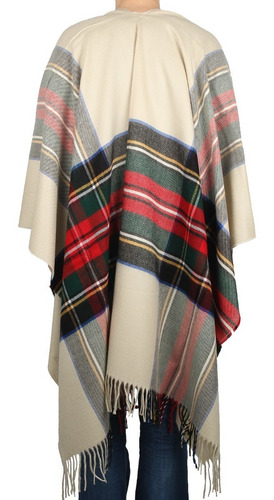 Imagen 3 de 3 de Ruana Poncho Mantón Abrigado Amplio Escocés Cuadros Kilt