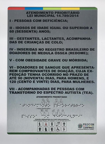 Placa Tátil Procom Campinas