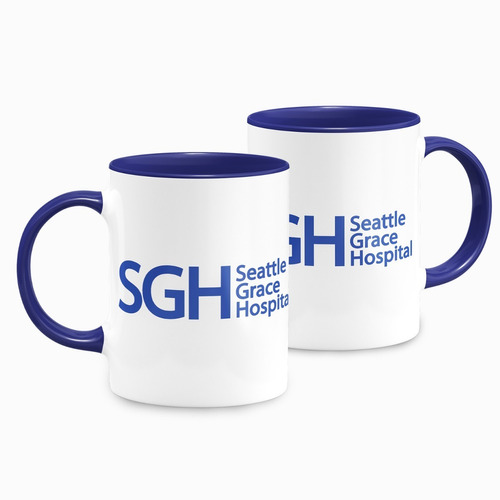 Caneca Grey's Anatomy Seattle Grace Hospital Alça Azul