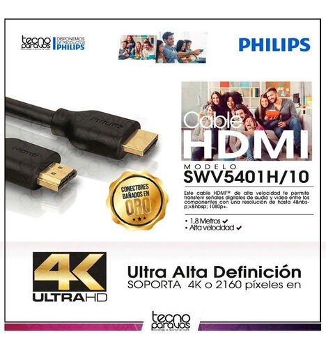 Cable Hdmi 1.8m Uhd Bañado Oro